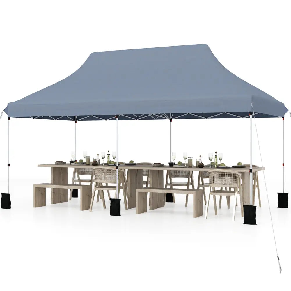 10 X 20 FT Pop up Canopy Tent Foldable Portable Outdoor Gazebo with Carry Bag-Gray - Gray - Canopies