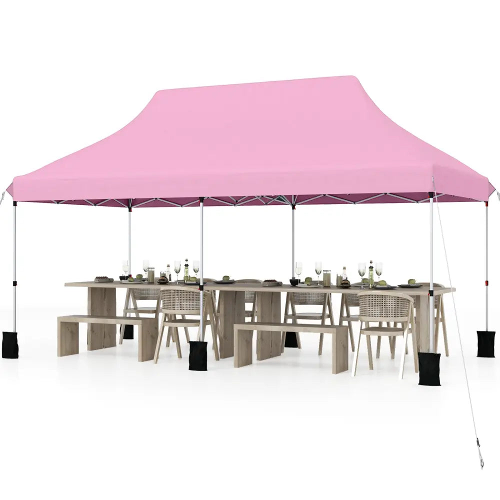 10 X 20 FT Pop up Canopy Tent Foldable Portable Outdoor Gazebo with Carry Bag-Pink - Pink - Canopies