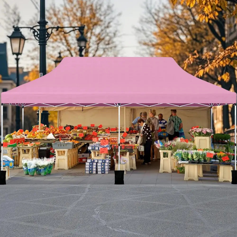 10 X 20 FT Pop up Canopy Tent Foldable Portable Outdoor Gazebo with Carry Bag-Pink - Pink - Canopies