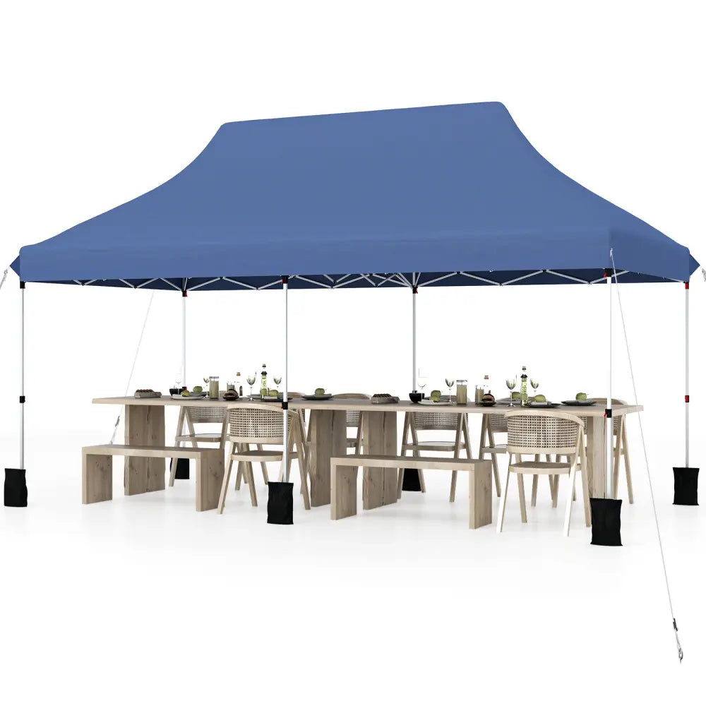 10 X 20 FT Pop up Canopy Tent Foldable Portable Outdoor Gazebo with Carry Bag-Blue - Blue - Canopies