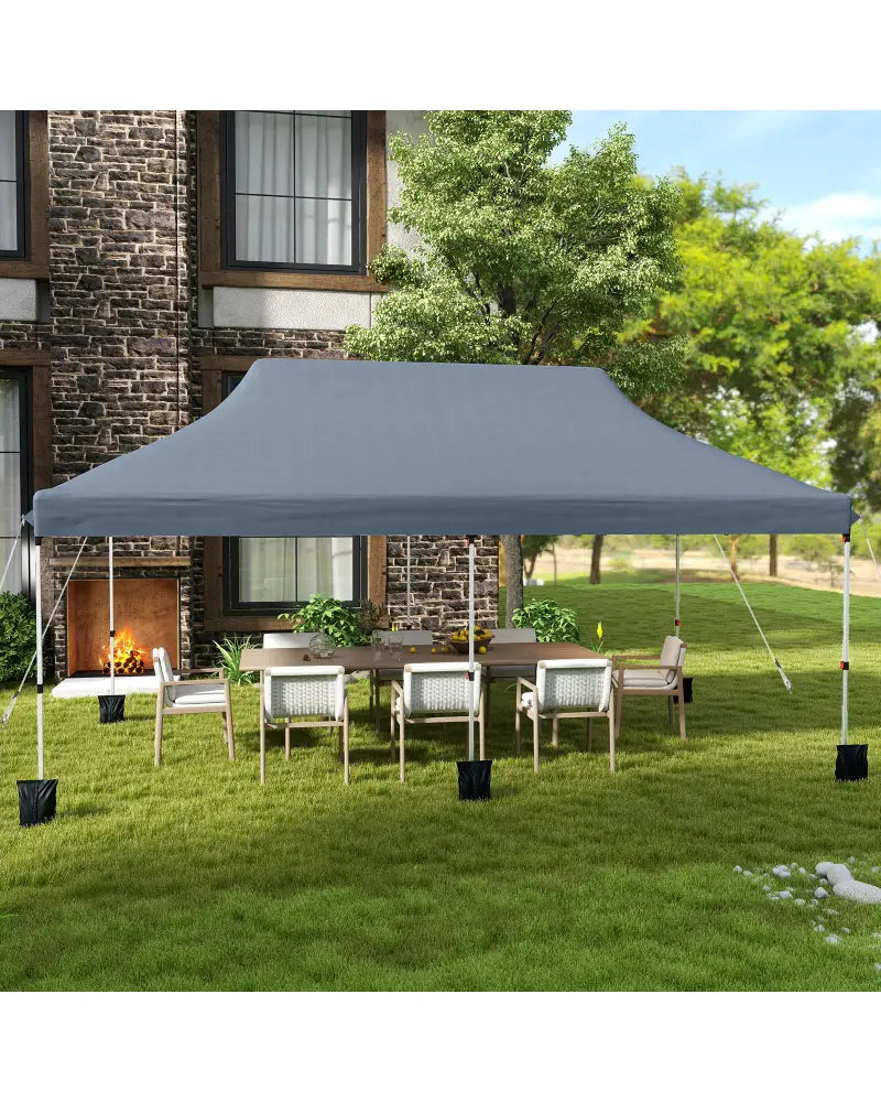 10 X 20 FT Pop up Canopy Tent Foldable Portable Outdoor Gazebo with Carry Bag-Gray - Gray - Canopies