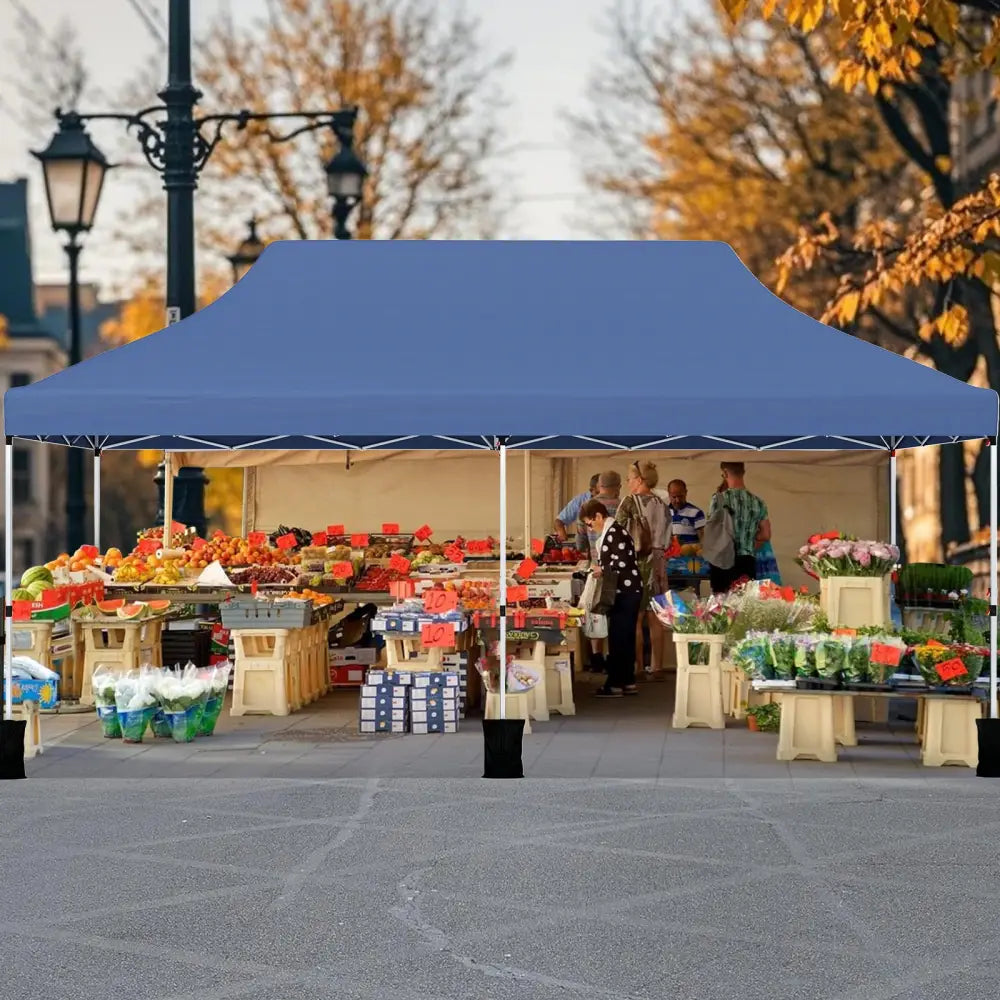 10 X 20 FT Pop up Canopy Tent Foldable Portable Outdoor Gazebo with Carry Bag-Blue - Blue - Canopies