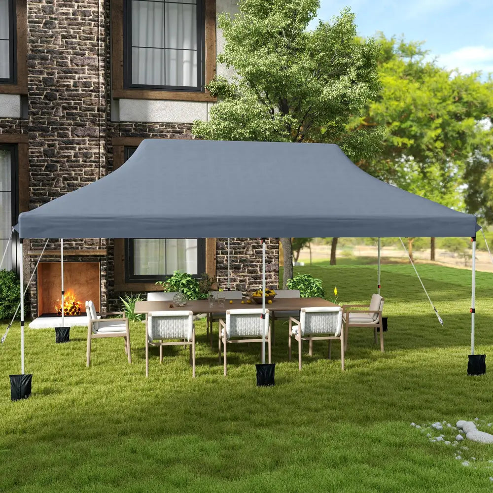 10 X 20 FT Pop up Canopy Tent Foldable Portable Outdoor Gazebo with Carry Bag-Gray - Gray - Canopies