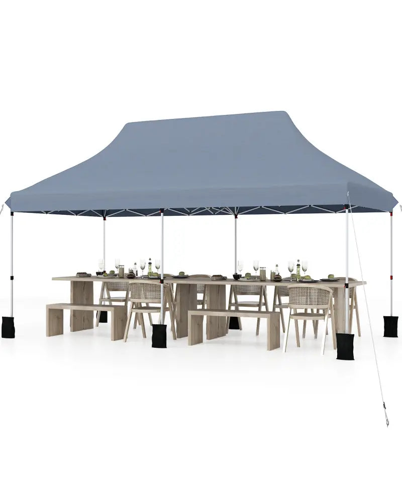10 X 20 FT Pop up Canopy Tent Foldable Portable Outdoor Gazebo with Carry Bag-Gray - Gray - Canopies
