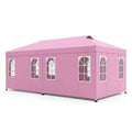 10 x 20 FT Pop Up Canopy Tent with 6 Sidewalls and Adjustable Height-Pink - Pink - Canopies