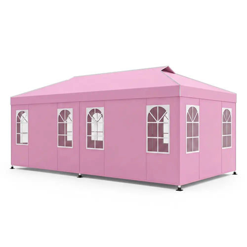 10 x 20 FT Pop Up Canopy Tent with 6 Sidewalls and Adjustable Height-Pink - Pink - Canopies