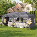 10 x 20 FT Pop Up Canopy Tent with 6 Sidewalls and Adjustable Height-Gray - Gray - Canopies