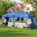 10 x 20 FT Pop Up Canopy Tent with 6 Sidewalls and Adjustable Height-Blue - Blue - Canopies