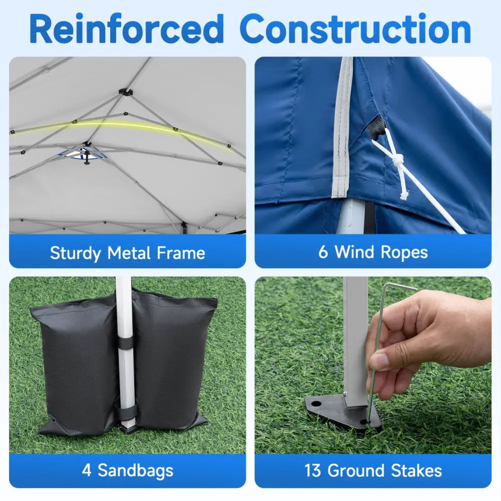 10 x 20 FT Pop Up Canopy Tent with 6 Sidewalls and Adjustable Height-Blue - Blue - Canopies
