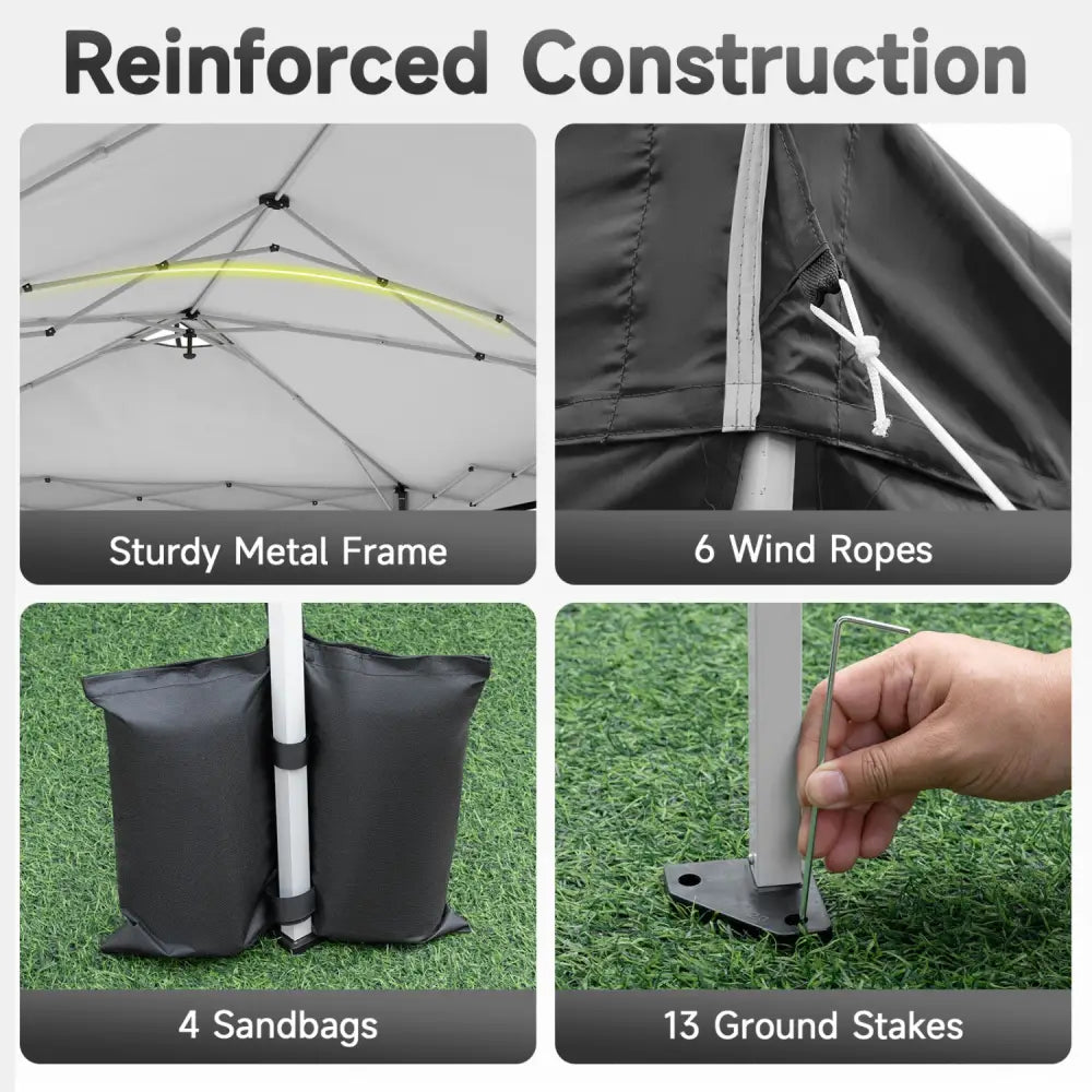 10 x 20 FT Pop Up Canopy Tent with 6 Sidewalls and Adjustable Height-Black - Black - Canopies