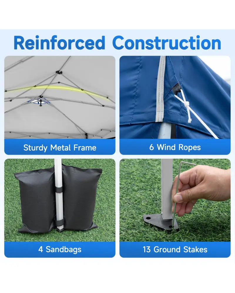 10 x 20 FT Pop Up Canopy Tent with 6 Sidewalls and Adjustable Height-Blue - Blue - Canopies