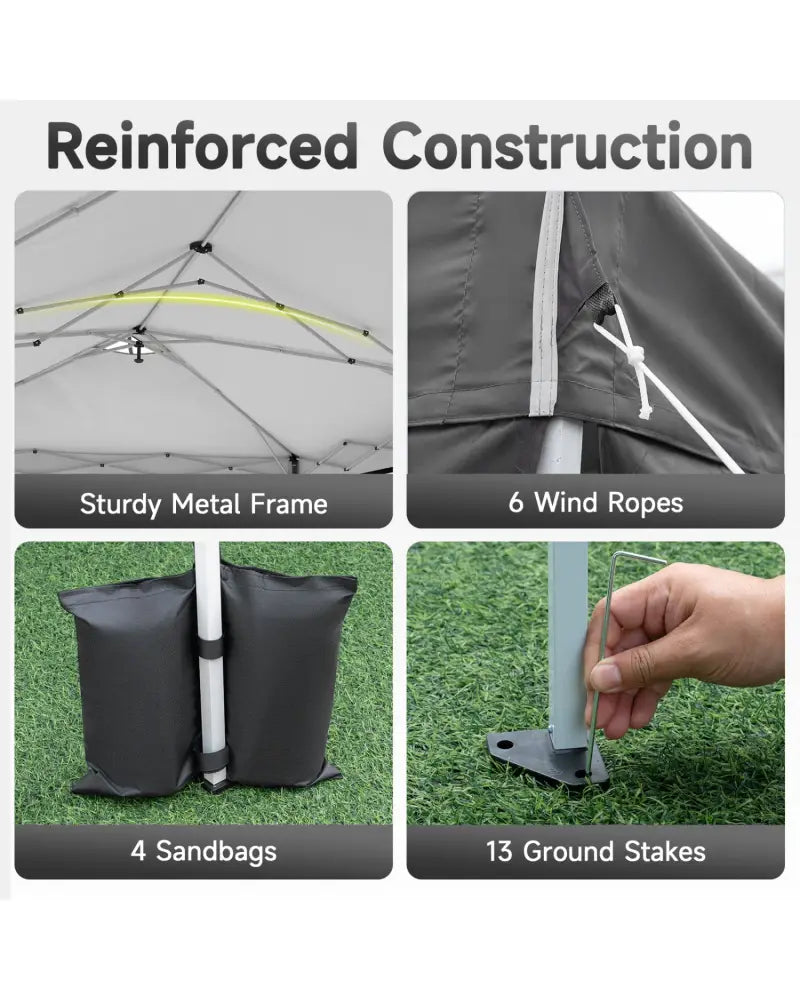 10 x 20 FT Pop Up Canopy Tent with 6 Sidewalls and Adjustable Height-Gray - Gray - Canopies