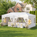 10 x 20 FT Pop Up Canopy Tent with 6 Sidewalls and Adjustable Height-White - White - Canopies