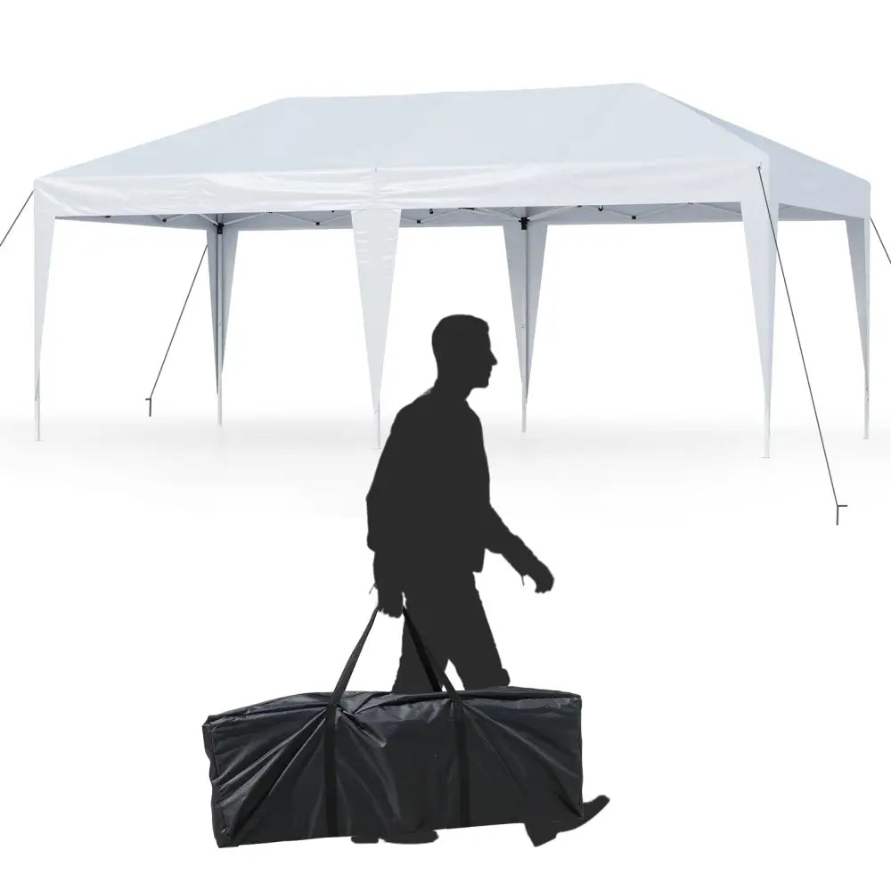 10 x 20 FT Pop up Canopy Tent with Carry Bag for Party BBQ-White - White - Canopies