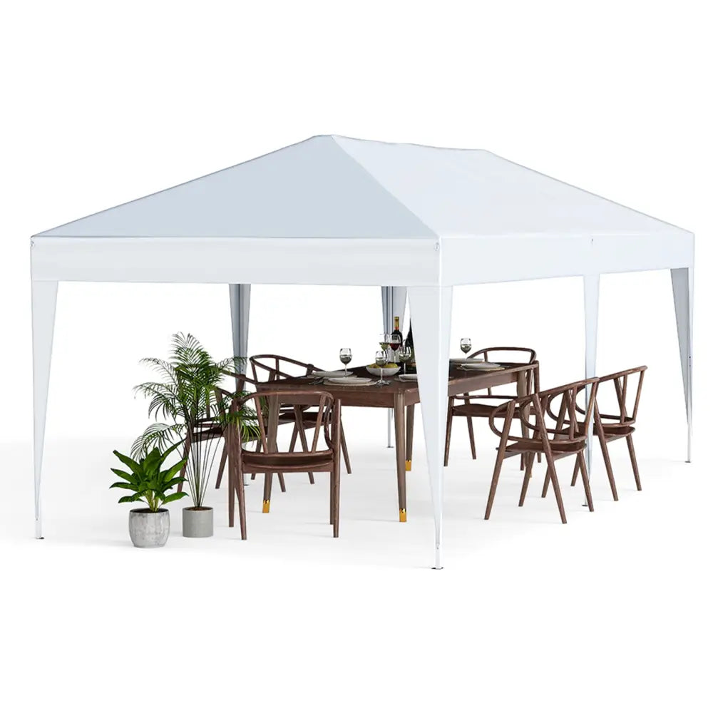 10 x 20 FT Pop up Canopy Tent with Carry Bag for Party BBQ-White - White - Canopies