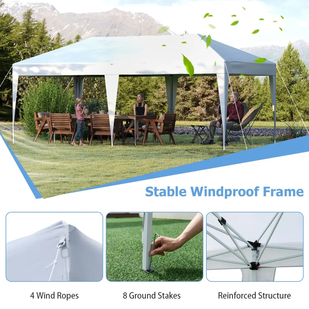10 x 20 FT Pop up Canopy Tent with Carry Bag for Party BBQ-White - White - Canopies