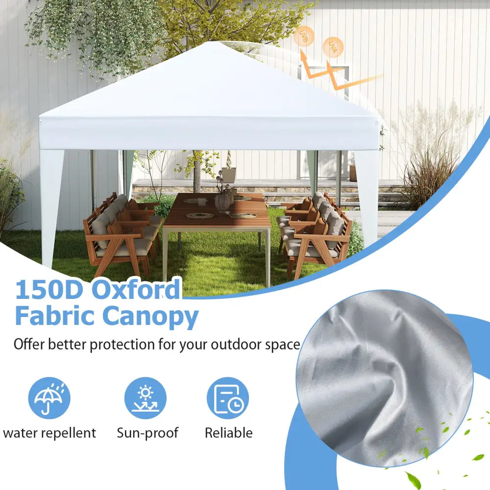 10 x 20 FT Pop up Canopy Tent with Carry Bag for Party BBQ-White - White - Canopies