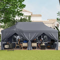 10 x 20 FT Pop up Canopy with 6 Sidewalls and Windows and Carrying Bag for Party Wedding Picnic-Gray - Gray - Canopies