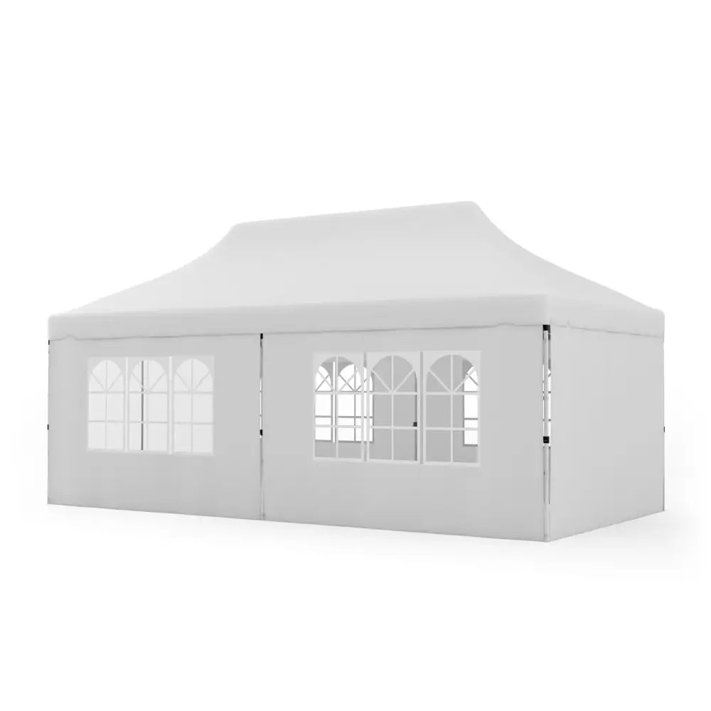 10 x 20 FT Pop up Canopy with 6 Sidewalls and Windows and Carrying Bag for Party Wedding Picnic-White - White - Canopies