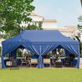 10 x 20 FT Pop up Canopy with 6 Sidewalls and Windows and Carrying Bag for Party Wedding Picnic-Blue - Blue - Canopies