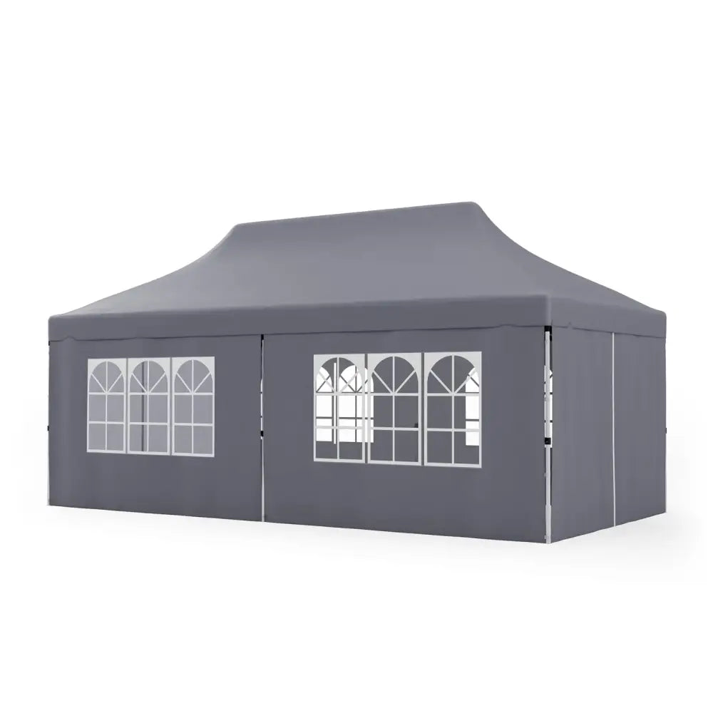10 x 20 FT Pop up Canopy with 6 Sidewalls and Windows and Carrying Bag for Party Wedding Picnic-Gray - Gray - Canopies