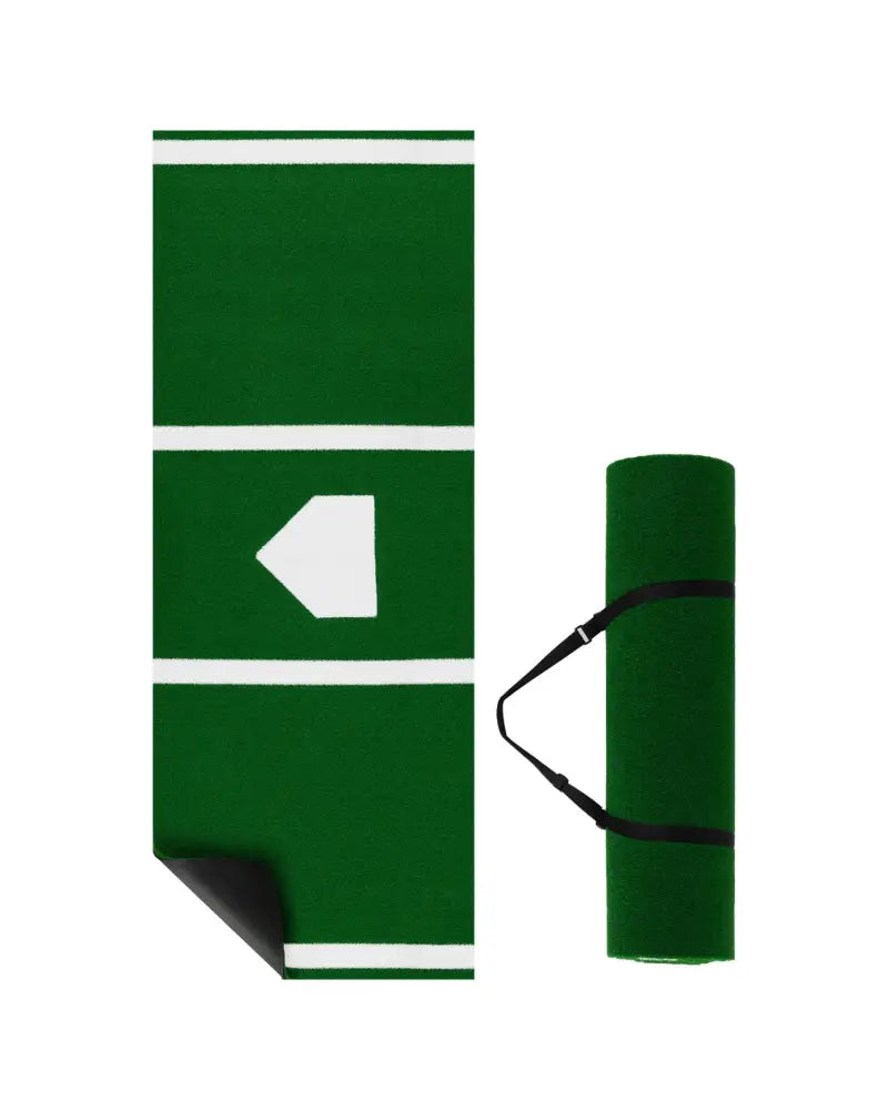 10 x 3.8 ft Baseball and Softball Hitting Mat with Home Plate-Green - Green - Golf