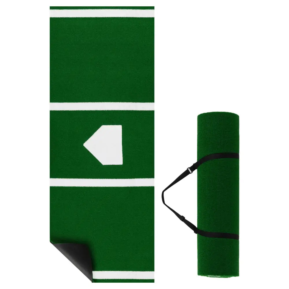 10 x 3.8 ft Baseball and Softball Hitting Mat with Home Plate-Green - Green - Golf