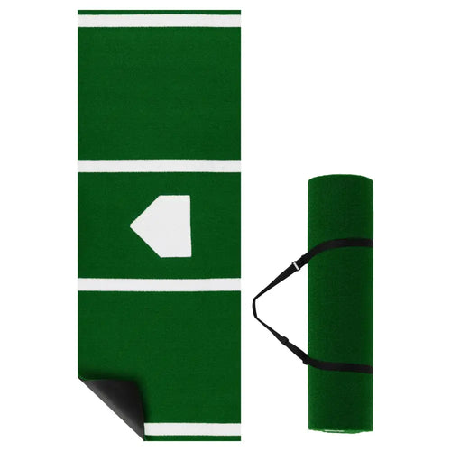 10 x 3.8 ft Baseball and Softball Hitting Mat with Home Plate-Green - Green - Golf