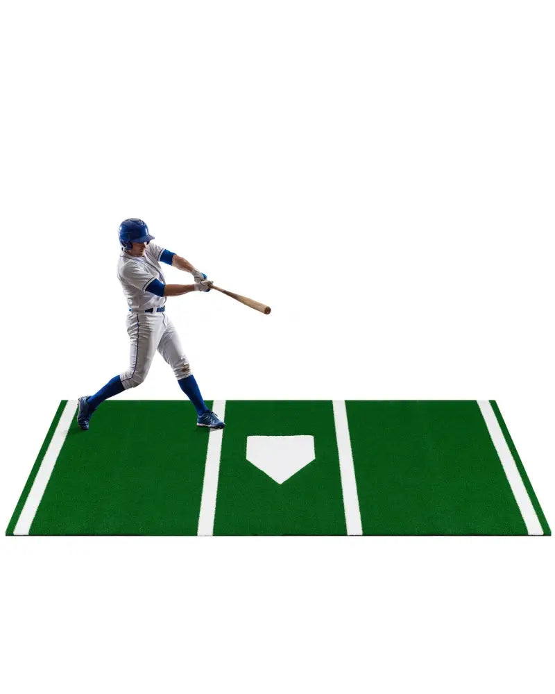 10 x 3.8 ft Baseball and Softball Hitting Mat with Home Plate-Green - Green - Golf