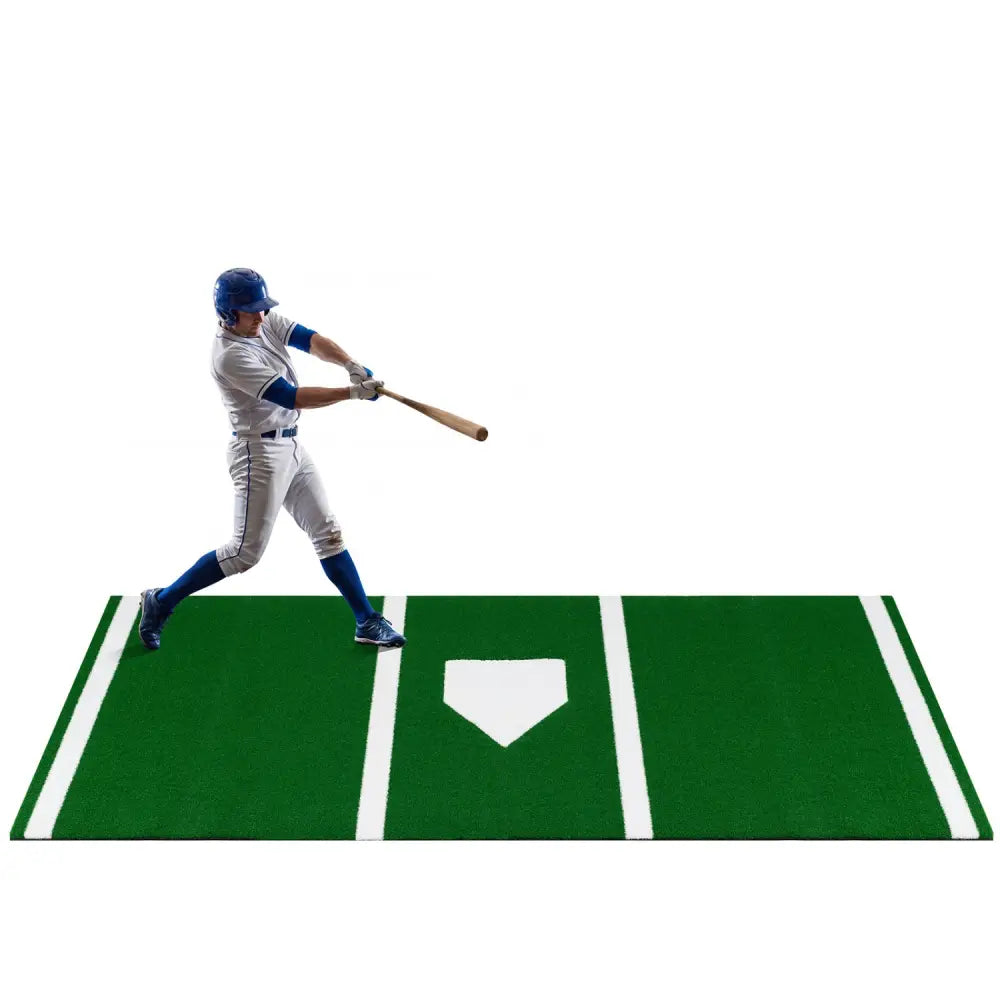 10 x 3.8 ft Baseball and Softball Hitting Mat with Home Plate-Green - Green - Golf