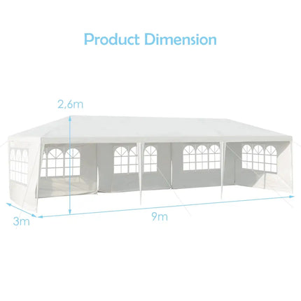 10 x 30 Feet Canopy Tent with 5 Removable Sidewalls for Party Wedding - White - Canopies