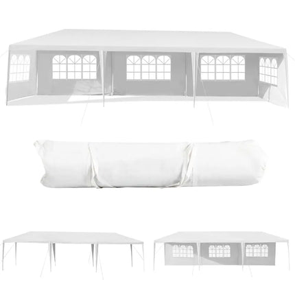 10 x 30 Feet Canopy Tent with 5 Removable Sidewalls for Party Wedding - White - Canopies