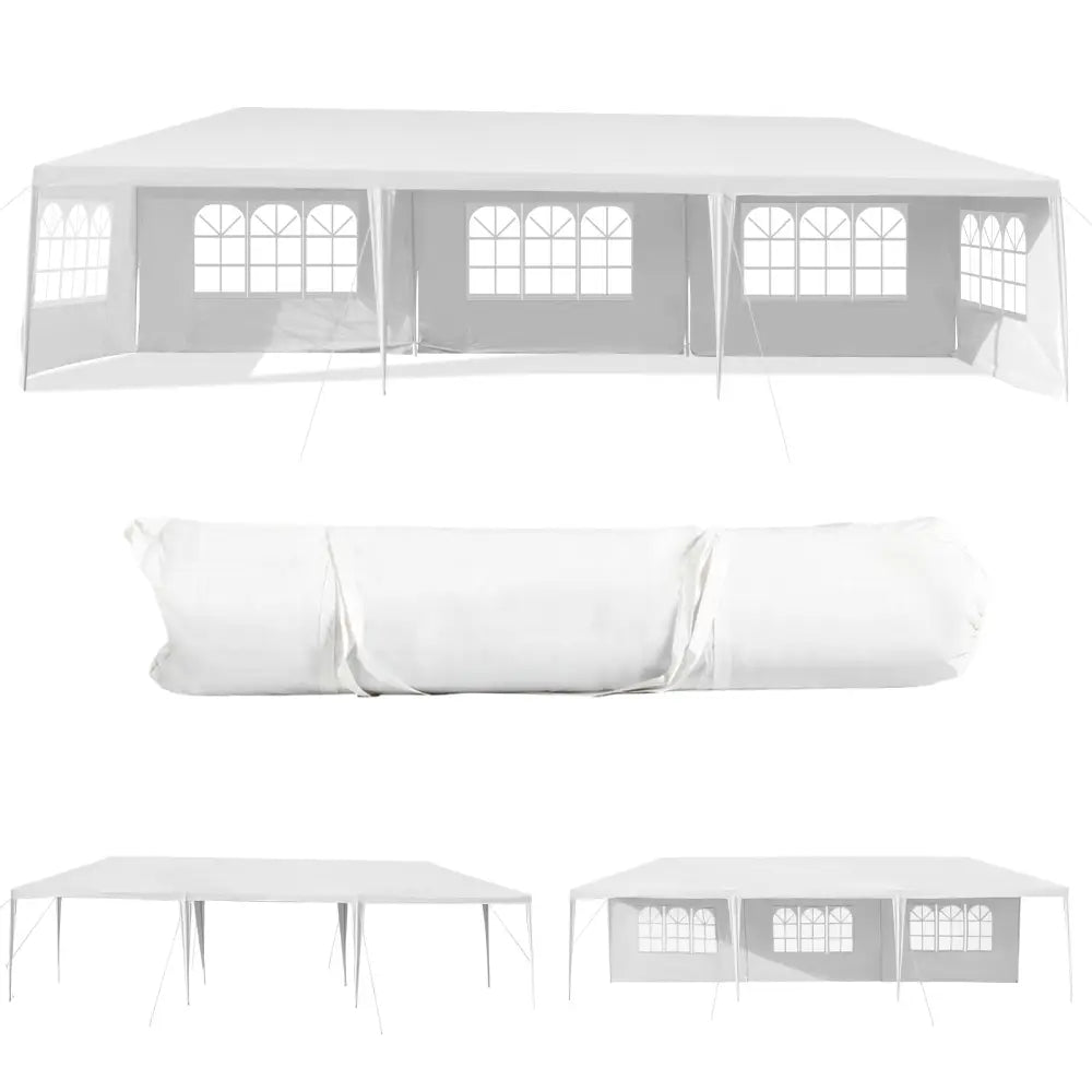 10 x 30 Feet Canopy Tent with 5 Removable Sidewalls for Party Wedding - White - Canopies