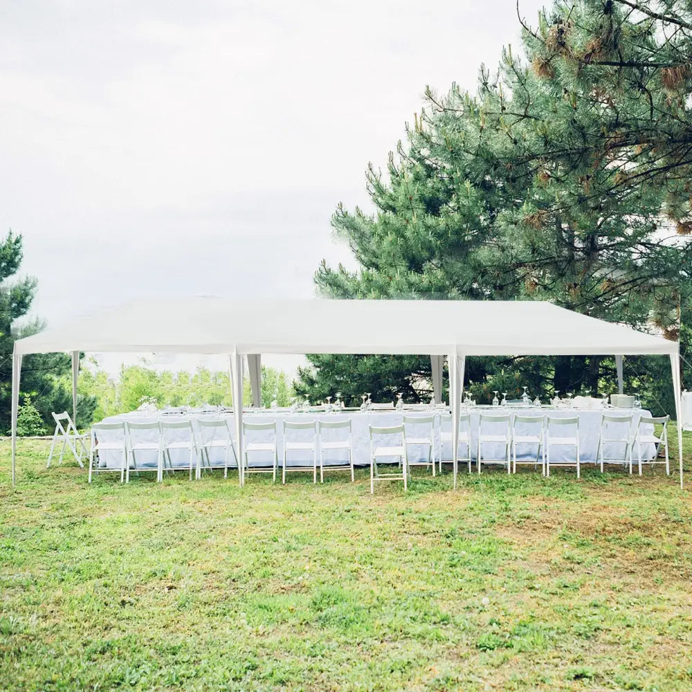 10 x 30 Feet Canopy Tent with 5 Removable Sidewalls for Party Wedding - White - Canopies