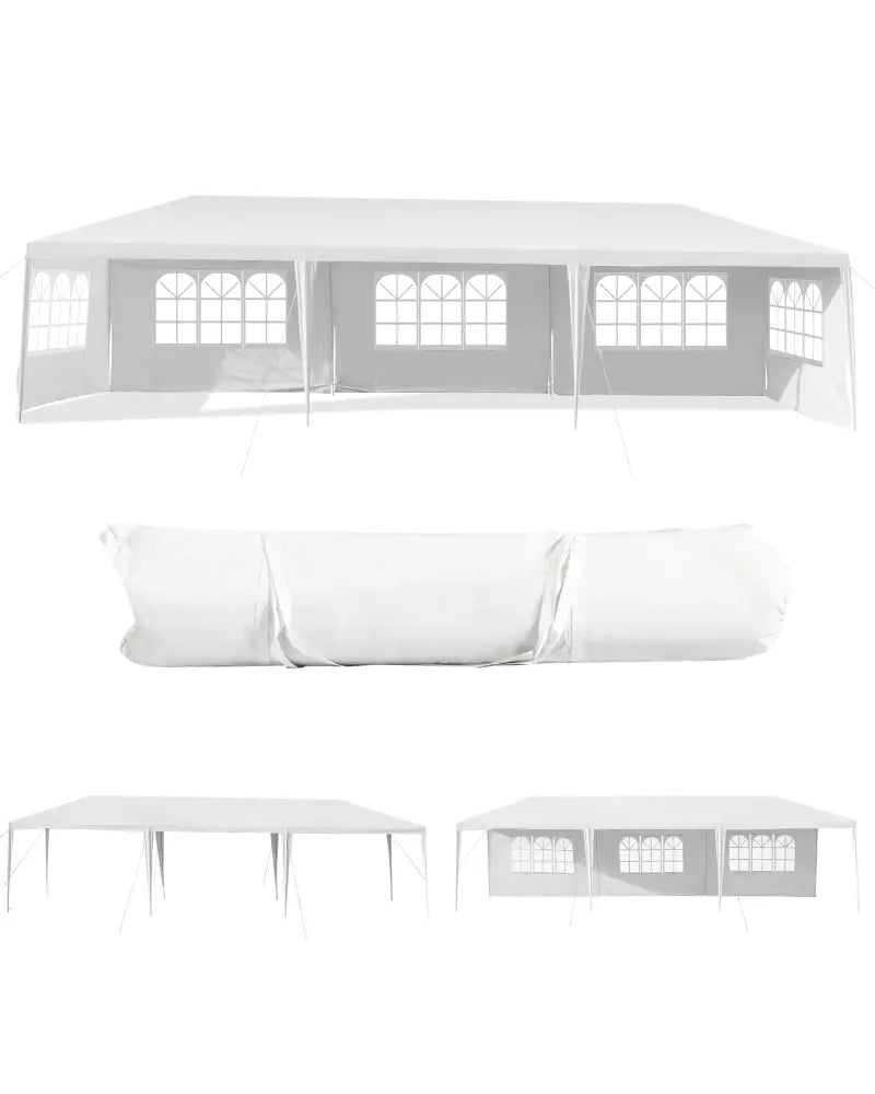 10 x 30 Feet Canopy Tent with 5 Removable Sidewalls for Party Wedding - White - Canopies