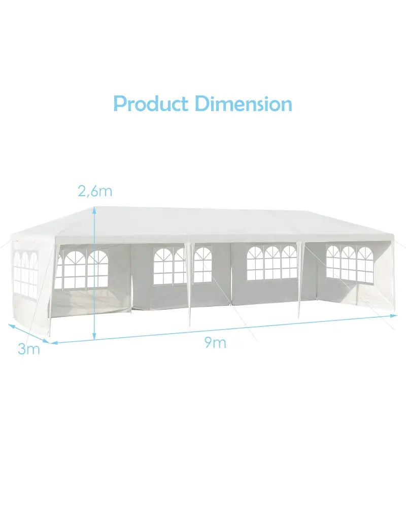 10 x 30 Feet Canopy Tent with 5 Removable Sidewalls for Party Wedding - White - Canopies