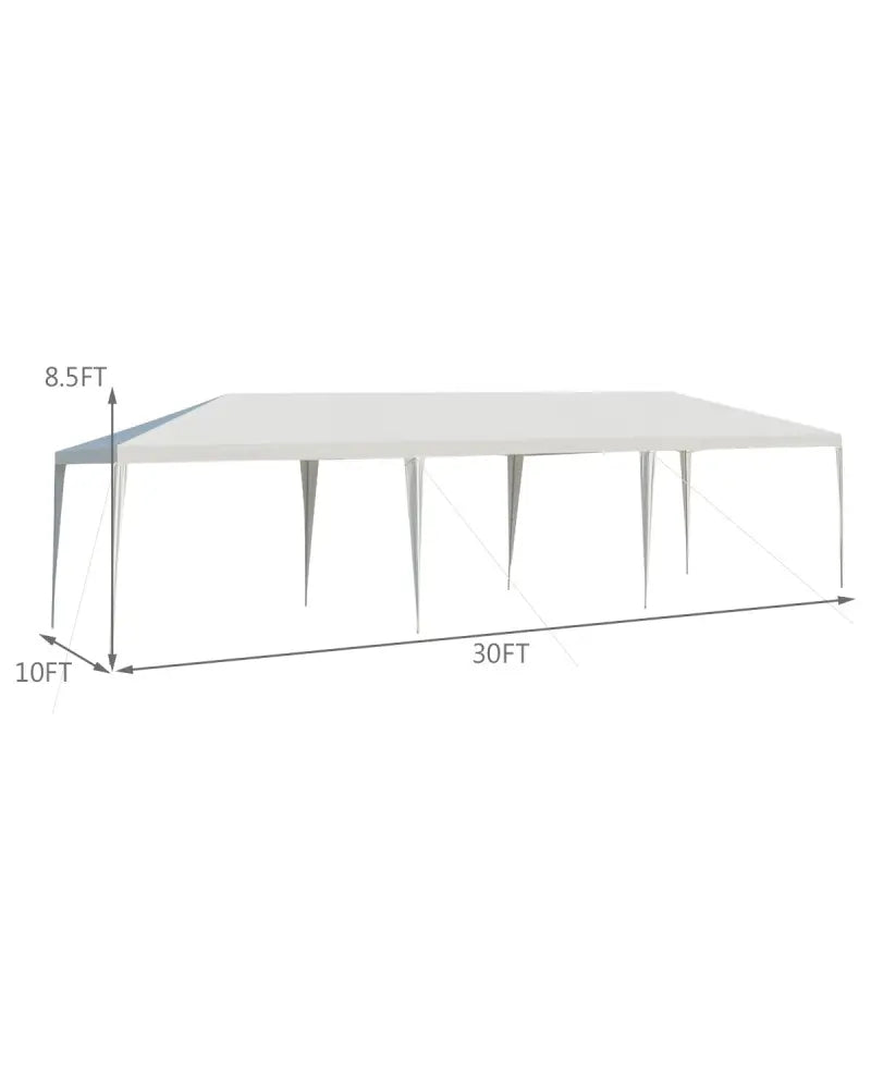 10 x 30 Feet Gazebo Canopy Tent with Connection Stakes and Wind Ropes - White - Canopies