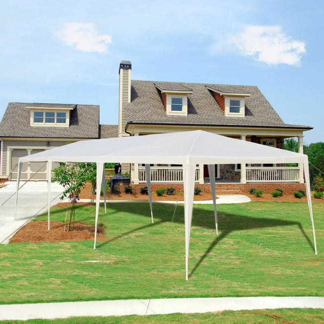 10 x 30 Feet Gazebo Canopy Tent with Connection Stakes and Wind Ropes - White - Canopies