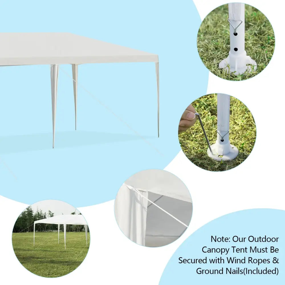 10 x 30 Feet Gazebo Canopy Tent with Connection Stakes and Wind Ropes - White - Canopies