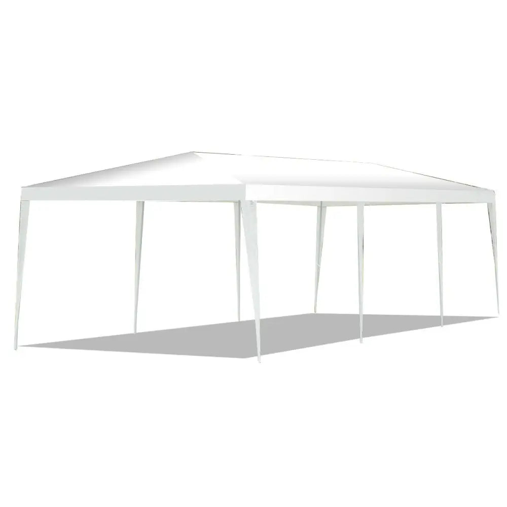 10 x 30 Feet Gazebo Canopy Tent with Connection Stakes and Wind Ropes - White - Canopies