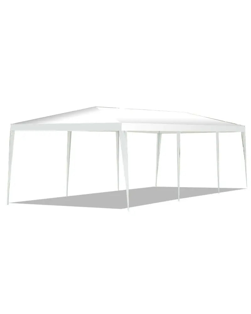 10 x 30 Feet Gazebo Canopy Tent with Connection Stakes and Wind Ropes - White - Canopies