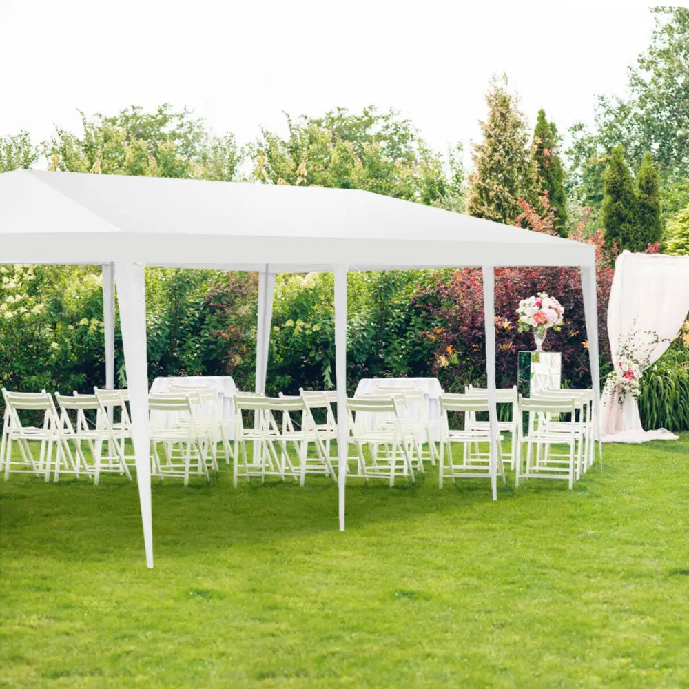 10 x 30 Feet Gazebo Canopy Tent with Connection Stakes and Wind Ropes - White - Canopies