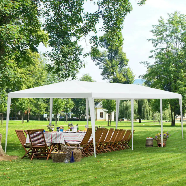10 x 30 Feet Gazebo Canopy Tent with Connection Stakes and Wind Ropes - White - Canopies