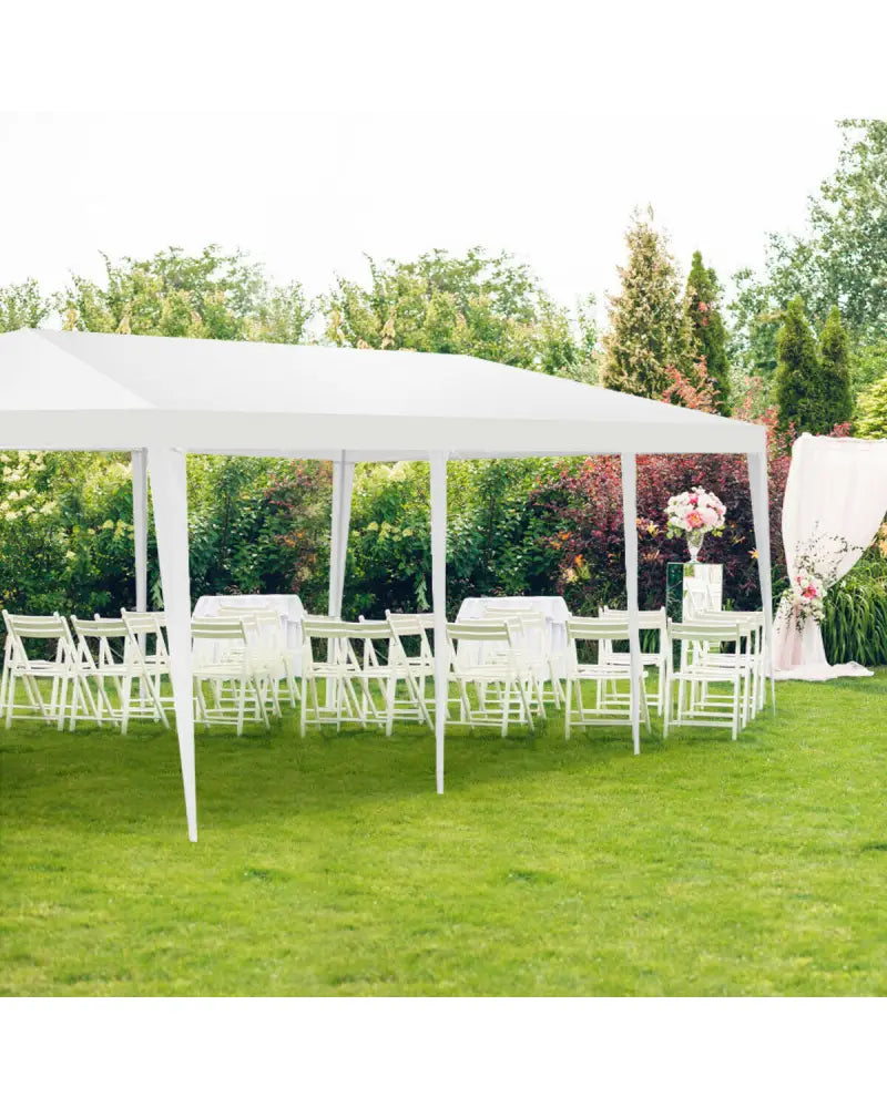 10 x 30 Feet Gazebo Canopy Tent with Connection Stakes and Wind Ropes - White - Canopies