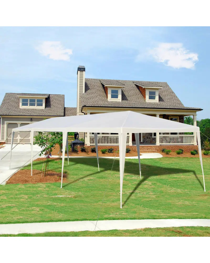10 x 30 Feet Gazebo Canopy Tent with Connection Stakes and Wind Ropes - White - Canopies