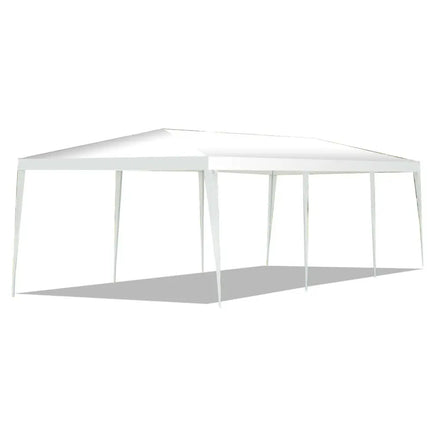 10 x 30 Feet Gazebo Canopy Tent with Connection Stakes and Wind Ropes - White - Canopies