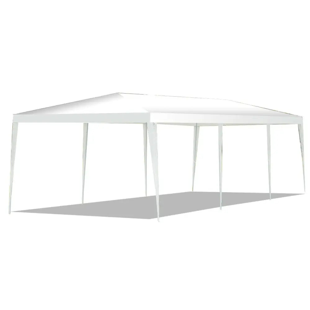 10 x 30 Feet Gazebo Canopy Tent with Connection Stakes and Wind Ropes - White - Canopies