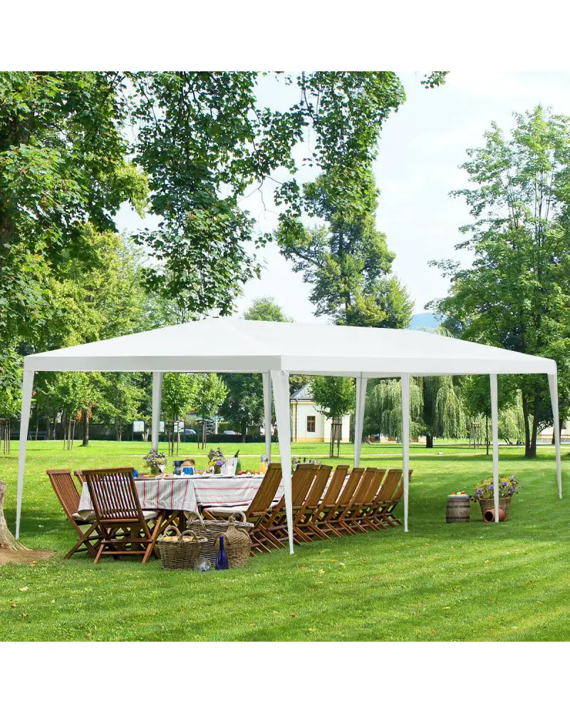 10 x 30 Feet Gazebo Canopy Tent with Connection Stakes and Wind Ropes - White - Canopies