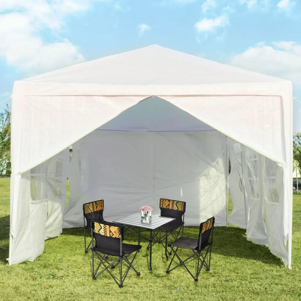 10 x 30 Feet Outdoor Canopy Tent with 6 Removable Sidewalls and 2 Doorways-White - White - Canopies