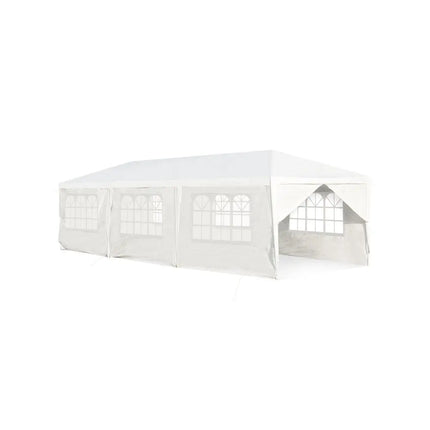 10 x 30 Feet Outdoor Canopy Tent with 6 Removable Sidewalls and 2 Doorways-White - White - Canopies